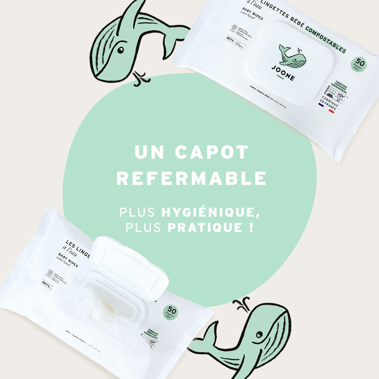 Les lingettes à l'eau compostables